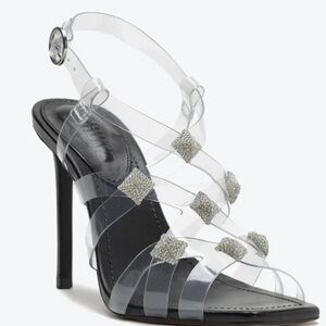 Elegant Black and Silver Women's Heels NWT